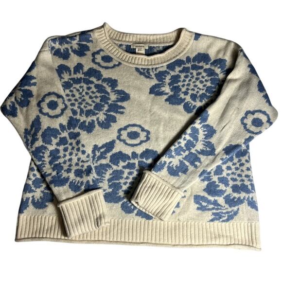 Sundance Womens White with Blue Flower Sweater Size Large - Picture 1 of 9